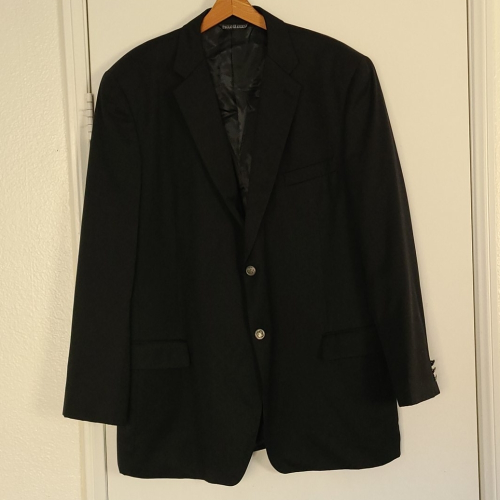 Paolo Giardini All Blk Suit Coat men's XL